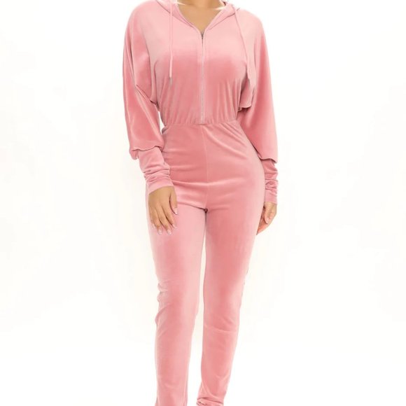 Lounging Around Velour Jumpsuit - Picture 1 of 2